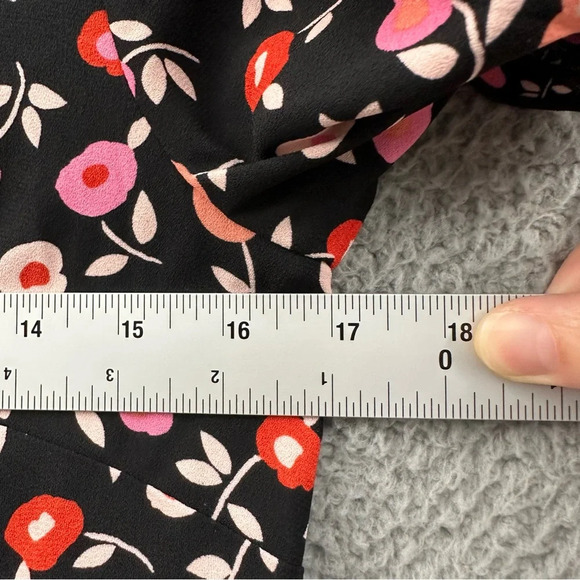 Talbots Short Sleeve Shift Dress Floral Ruffle Black Pink Career Workwear Wmn 2 - Picture 6 of 9